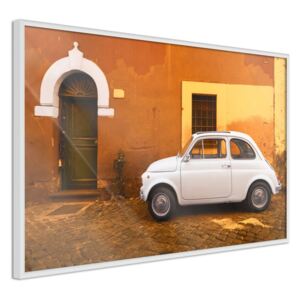 Bimago Zarámovaný obraz - White Car Bílý rám 60x40 cm