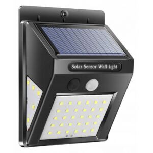 BERGE LED solární svítidlo 8W se senzorem pohybu a soumraku - studená bílá