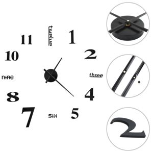 3D Nástěnné hodiny s moderním designem 100 cm XXL černé