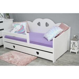Maxi-Drew Dětská postel Tosia 80x160 borovice, bílá, rošt a úložný prostor