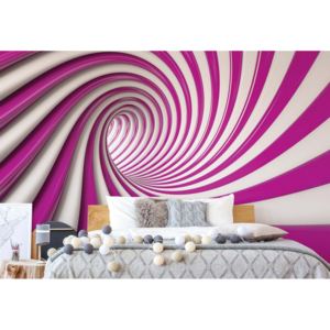 Fototapeta - 3D Swirl Tunnel Pink And White Vliesová tapeta - 250x104 cm