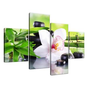 Obraz s hodinami Bílá orchidej a kameny 120x80cm ZP1995A_4E