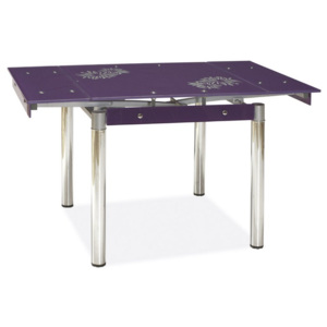 Jídelní rozkládací stůl 80x80 cm z tvrzeného skla ve fialové barvě KN022