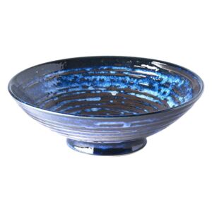 Modrá keramická servírovací mísa MIJ Copper Swirl, ø 25 cm