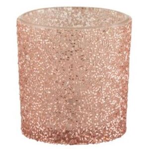 Růžový skleněný svícen Pearl pink - Ø 7*8 cm