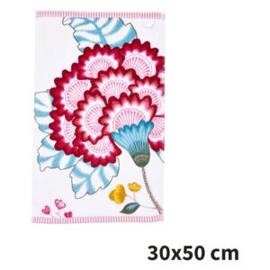 Malý ručník na ruce bilý, květinový vzor, savý ručník do koupelny, 100% bavlněný velur, PiP Studio - 30x50