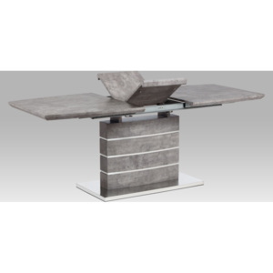 Jídelní stůl 160+40x90 cm, MDF beton, broušený nerez