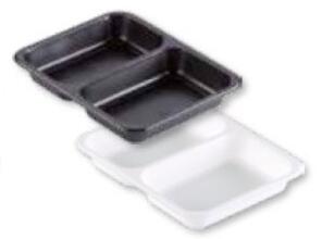 Meal tray 3 compartments 227x178x50mm black