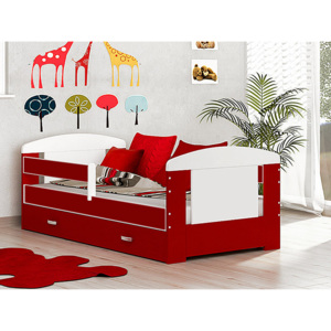 Dětská postel JAKUB Color, 80x160, včetně ÚP, bílý/červený