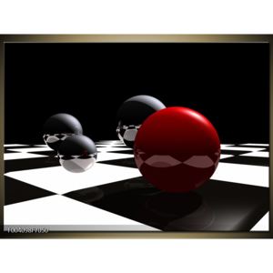 Obraz čtyř koulí na šachovnici - červená (70x50 cm)