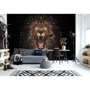 GLIX Fototapeta - Polygon Lion Dark Colours I. Vliesová tapeta - 206x275 cm