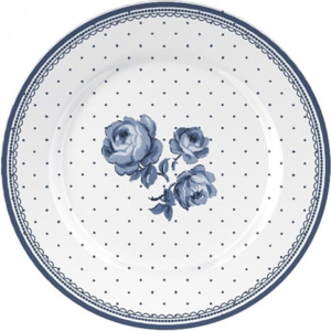 Desertní talířek modrý puntík a růžička Vintage Indigo