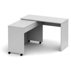 Rozkládací PC stůl se šuplíky Tempo Kondela, bílá, VERSAL NEW