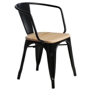 Jídelní židle Tolix 45 s područkami, černá/borovice