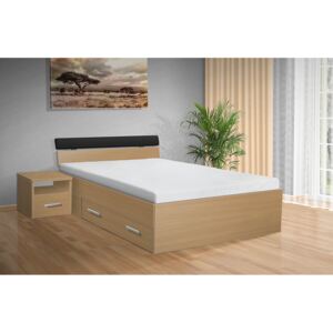 Nabytekmorava postel s úložným prostorem RAMI - M 140x200 cm barva lamina: Buk 381, matrace: bez matrace