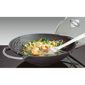 Litinová wok pánev se skleněnou poklicí PREMIUM 36 cm - Küchenprofi