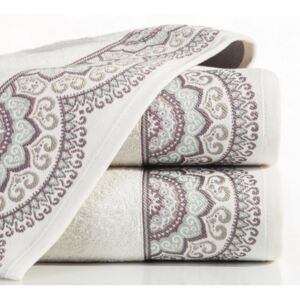 Bavlněný froté ručník s bordurou OLIVIA 50x90 cm, krémová, 450 gr Mybesthome Varianta: ručník - 1 kus 50x90 cm