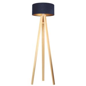 Dřevěná stojací lampa MODERN, 1xE27, 60W, hnědá, modrozlatá