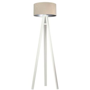 Skandinávská stojací lampa GLAMOUR, 1xE27, 60W, béžová, stříbrná