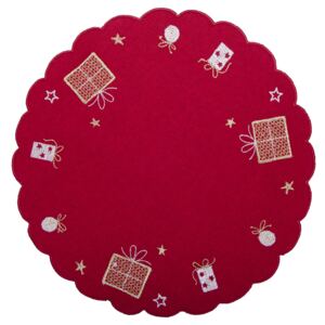 Dekorační ozdobný ubrousek XMAS GIFT, červená, Ø 30 cm Essex