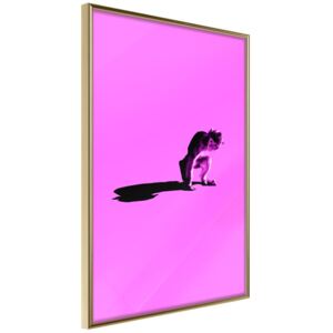 Bimago Zarámovaný obraz - Monkey on Pink Background Zlatý rám 40x60 cm