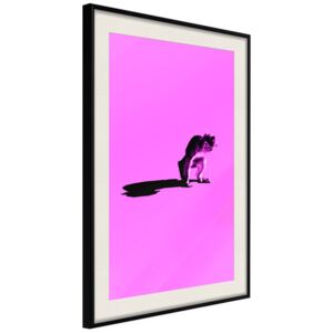 Bimago Zarámovaný obraz - Monkey on Pink Background Černý rám s paspartou 40x60 cm