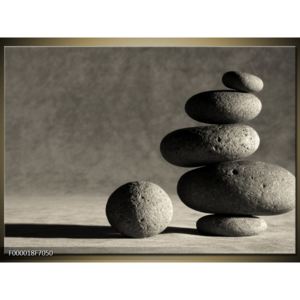 Šedý obraz kamenů (70x50 cm)
