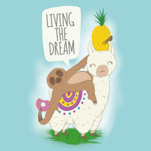 Plakát - Living the Dream (Llama nad Sloth)