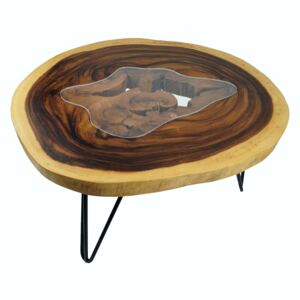 Thajsko Dřevěný konferenční stolek s plexisklem 63x76 cm