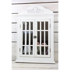 Dřevěná okenice se zrcadlem - bílá (41x59,5x3,5 cm)