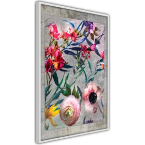 Bimago Zarámovaný obraz - Scattered Flowers Bílý rám 40x60 cm