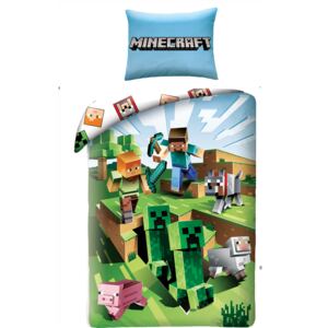 Halantex Dětské licenční bavlněné povlečení 140x200 + 70x90 - Minecraft zelené