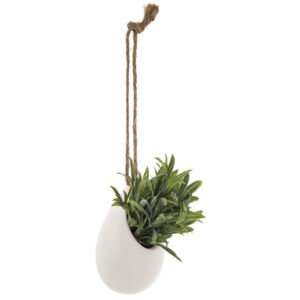 Umělá rostlina v dekorativním hrnci, visící na provázku, 13 cm