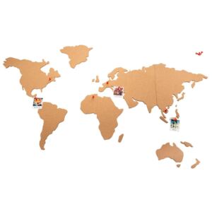 Mapa světa na stěně pro značení míst, 102 x 50 cm, korek