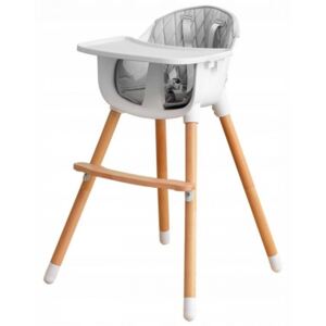 Dřevěná jídelní židlička 2v1 Eco Toys - šedá