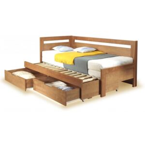 Rozkládací postel s úložným prostorem TANDEM KLASIK levá, 90x200 , Akát