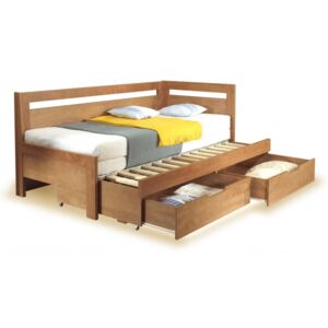 Rozkládací postel s úložným prostorem TANDEM KLASIK pravá, 90x200 , Buk