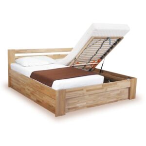 Dřevěná postel IVA s úložným prostorem, výklop, masiv buk , Olše