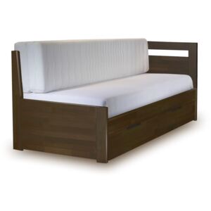 Rozkládací postel s úložným prostorem TANDEM KLASIK pravá 90x200, buk , Přírodní vosk