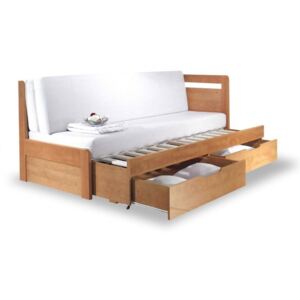 Rozkládací postel s úložným prostorem TANDEM KLASIK pravá - oblá, 90x200 , Akát