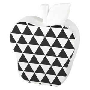 Černobílé jablko LAILA 15x5x19 cm (jablko s geometrickým vzorem)