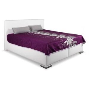 Zvýšená čalouněná postel s úložným prostorem MIA , Mikroplyš bílá
