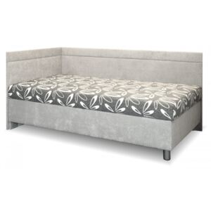 Čalouněná postel s úložným prostorem Sára, 110x200 cm , Šedobílá-šedá