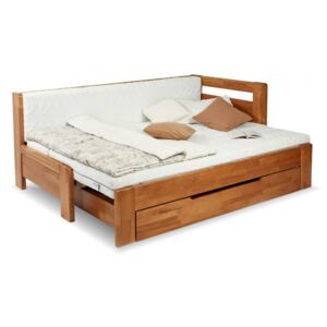 Rozkládací postel s úložným prostorem DUO NINA pravá, 90x200, buk , Přírodní lak