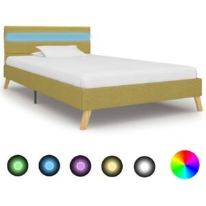 Rám postele s LED světlem zelený textil 90 x 200 cm