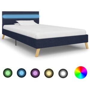 Rám postele s LED světlem modrý textil 90 x 200 cm