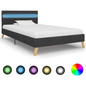 Rám postele s LED světlem tmavě šedý textil 90 x 200 cm