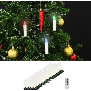 Vánoční bezdrátové LED svíčky s dálkovým ovládáním 100 ks RGB