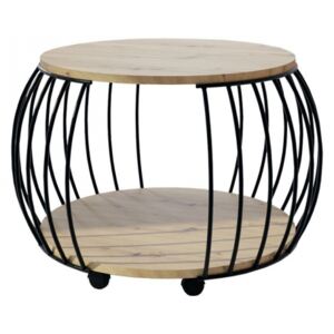 Konferenční stolek Pakato, Barva: dub artisan / dub artisan + černý metal Mirjan24 5903211077098