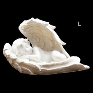 Andělíček v křídlech levý 10x5x5 cm soška anděla bílý polyresin